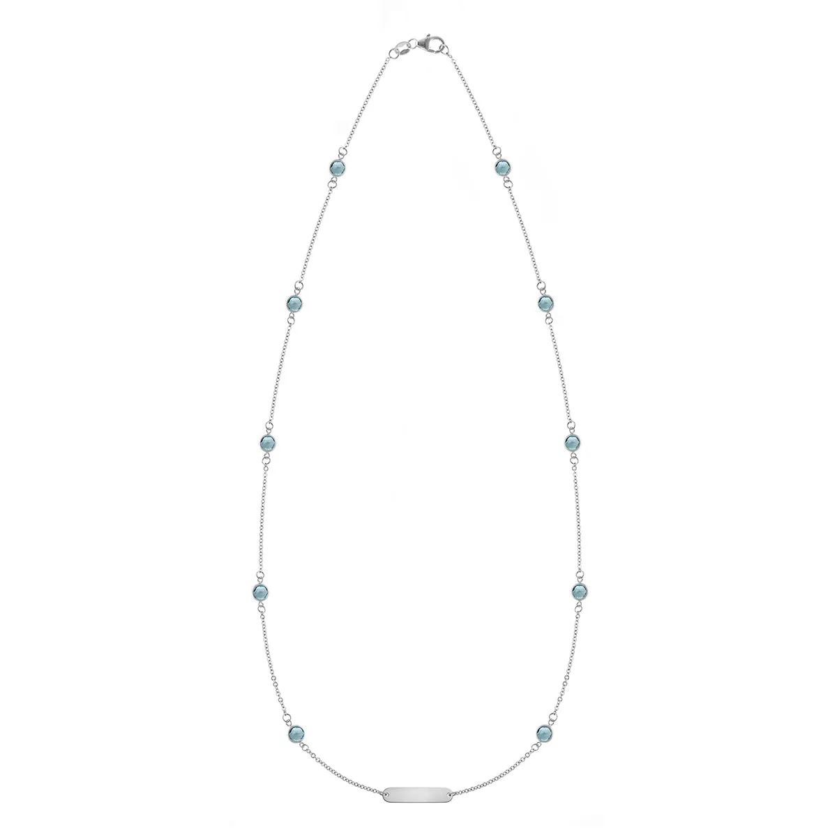 1 Nameplate & 10 Petite Nantucket Blue Topaz Necklace in 14k Gold (December) sold by Haverhill product image thumbnail 4