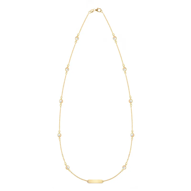 1 Nameplate & 10 Petite Opal Necklace in 14k Gold (October) sold by Haverhill