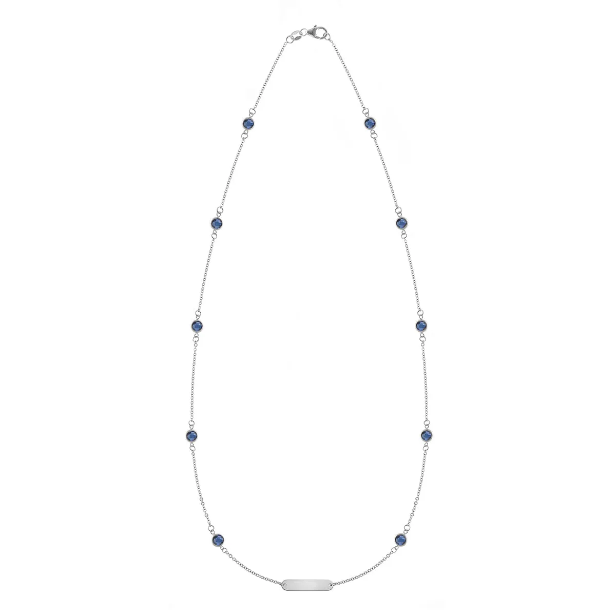 1 Nameplate & 10 Petite Sapphire Necklace in 14k Gold (September) sold by Haverhill product image thumbnail 4
