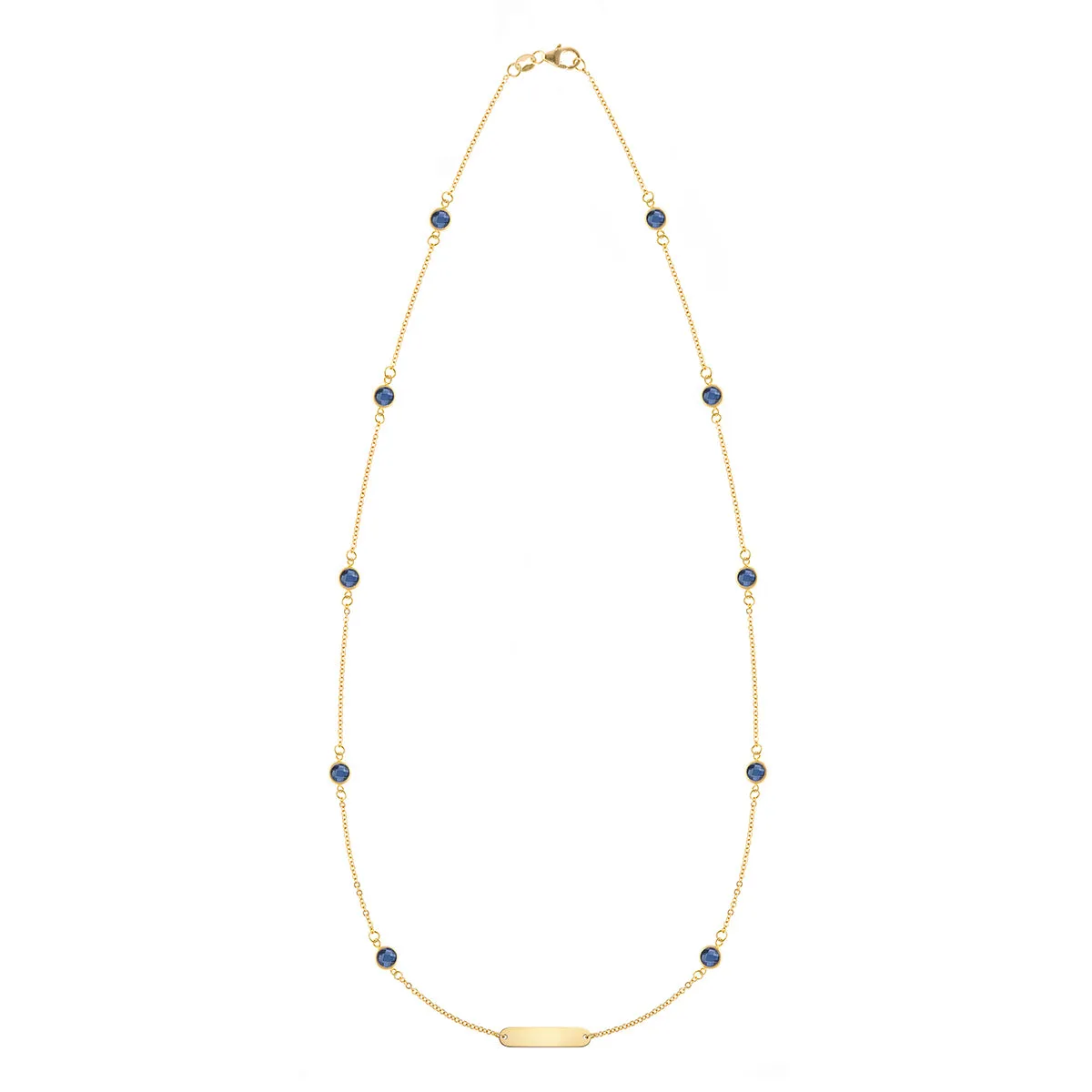 1 Nameplate & 10 Petite Sapphire Necklace in 14k Gold (September) sold by Haverhill