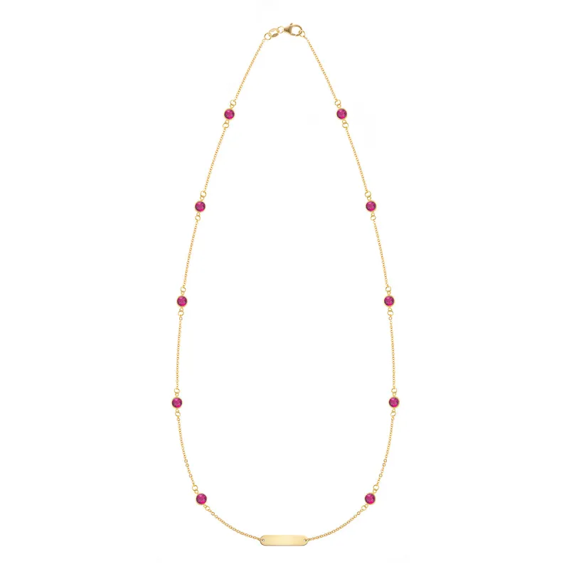 1 Nameplate & 10 Petite Ruby Necklace in 14k Gold (July) sold by Haverhill