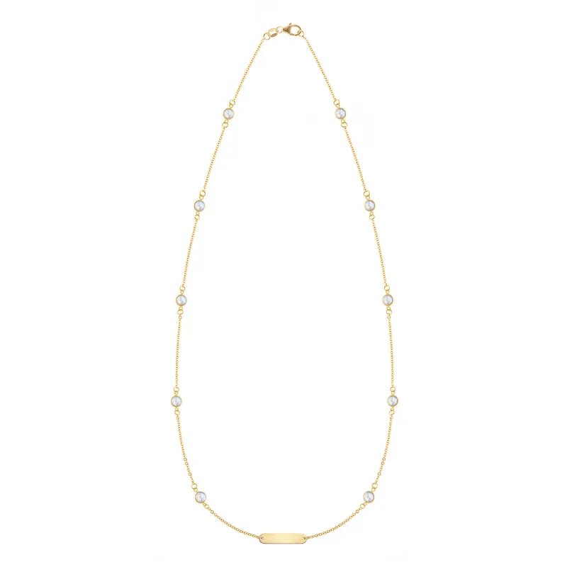 1 Nameplate & 10 Petite Moonstone Necklace in 14k Gold (June) sold by Haverhill