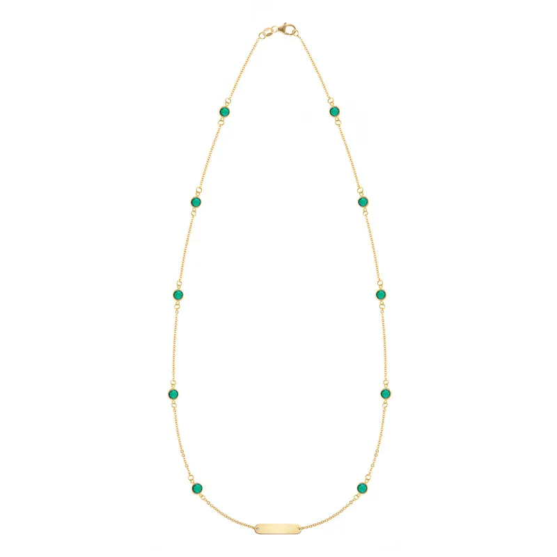 1 Nameplate & 10 Petite Emerald Necklace in 14k Gold (May) sold by Haverhill