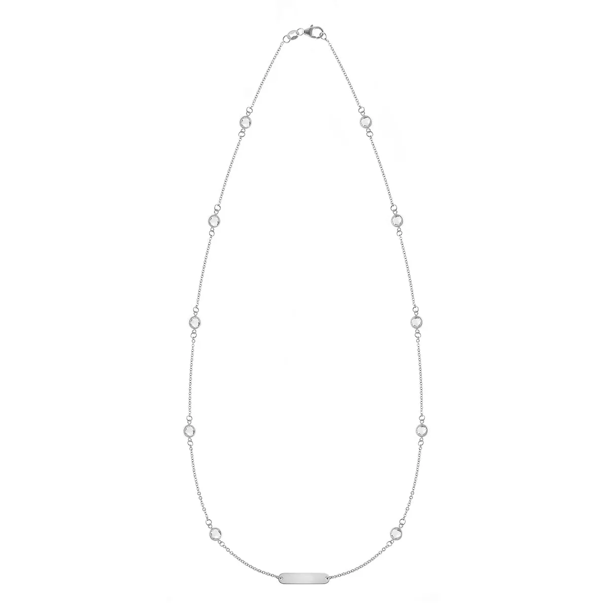 1 Nameplate & 10 Petite White Topaz Necklace in 14k Gold (April) sold by Haverhill product image thumbnail 4