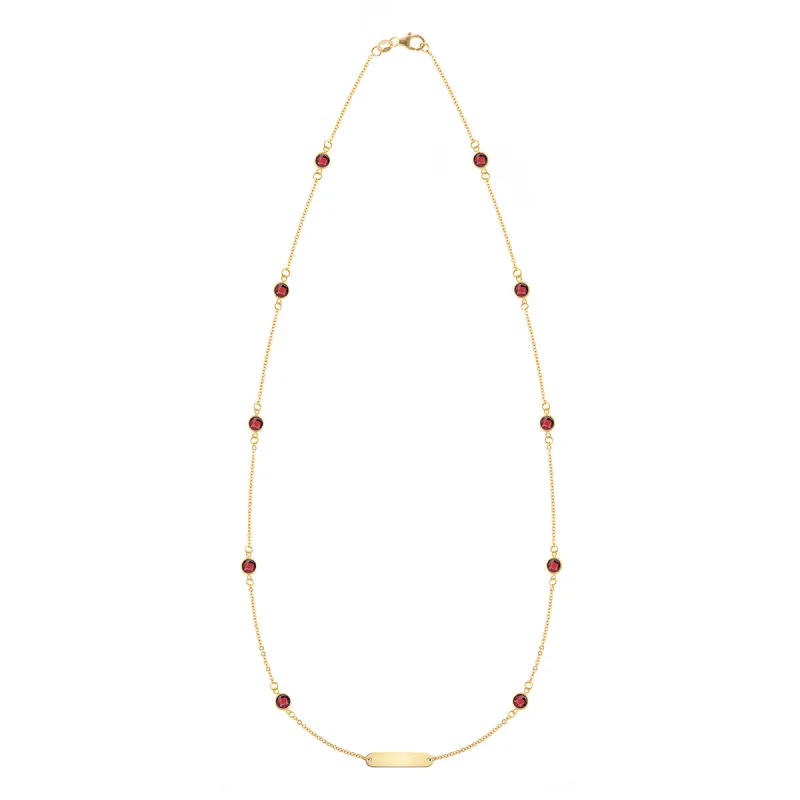 1 Nameplate & 10 Petite Garnet Necklace in 14k Gold (January) sold by Haverhill