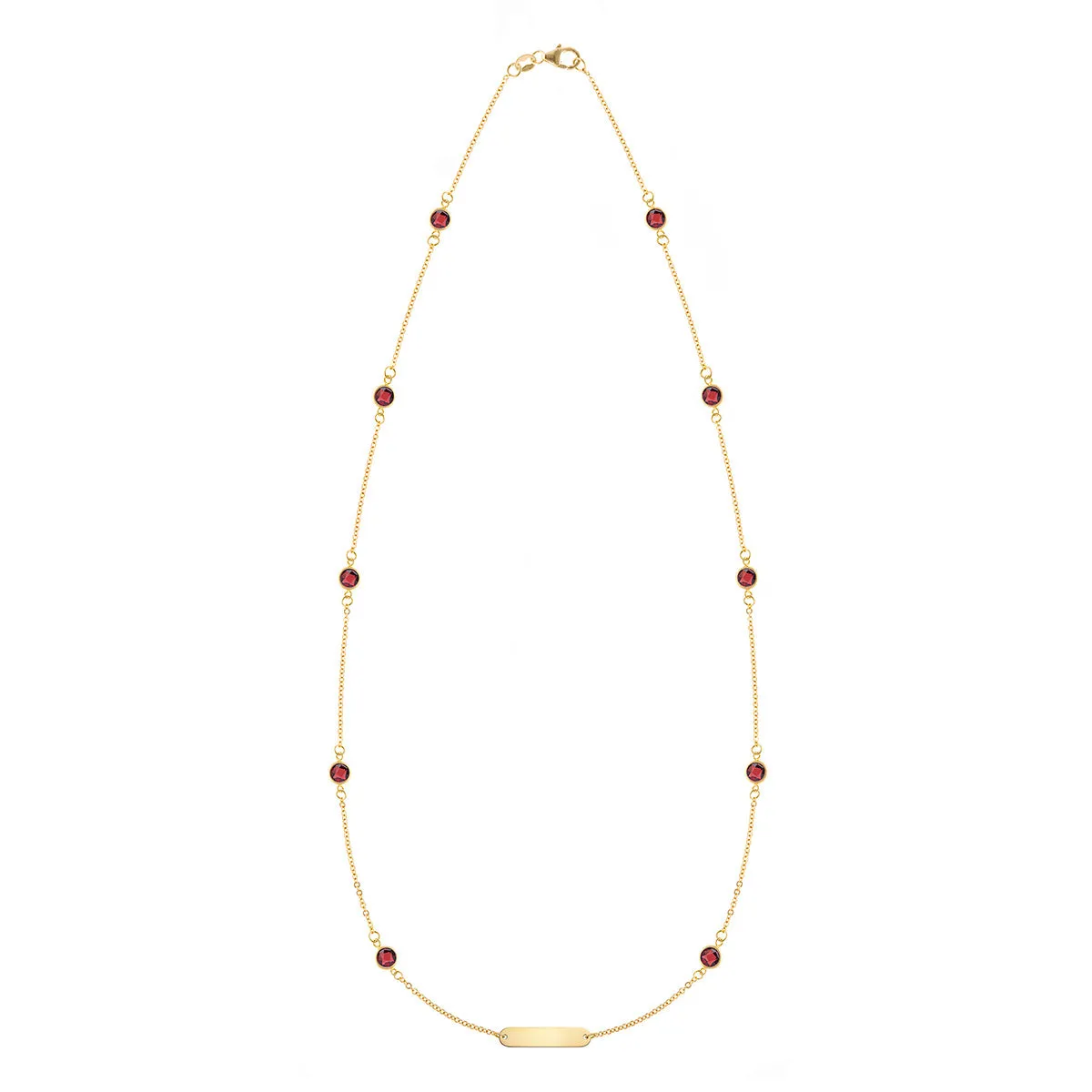 1 Nameplate & 10 Petite Garnet Necklace in 14k Gold (January) sold by Haverhill