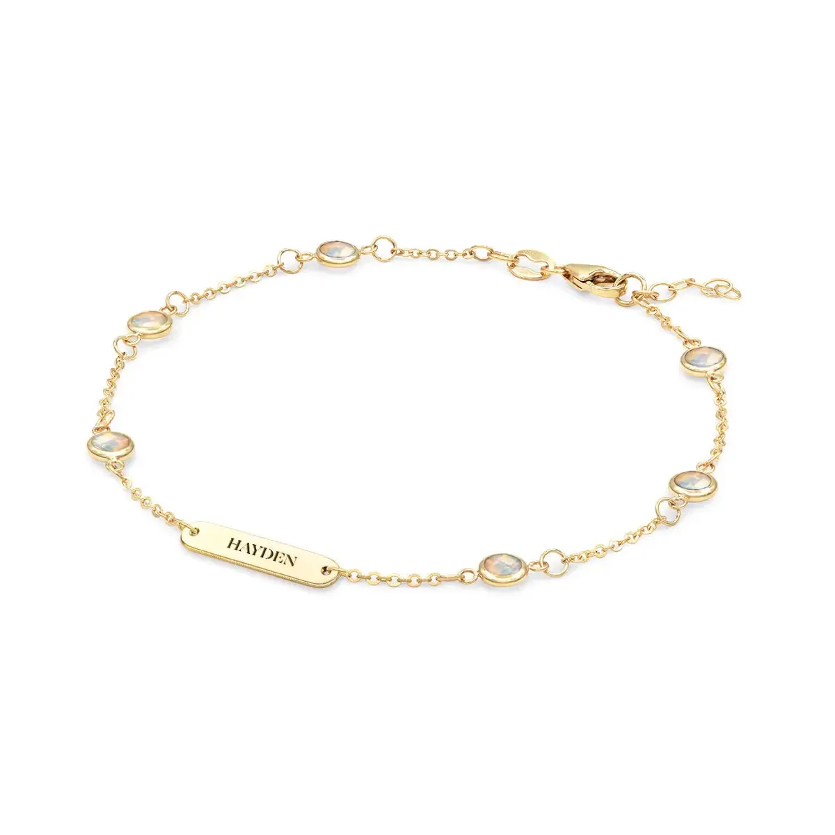 1 Nameplate & 6 Petite Opal Bracelet in 14k Gold (October) sold by Haverhill product image thumbnail 4