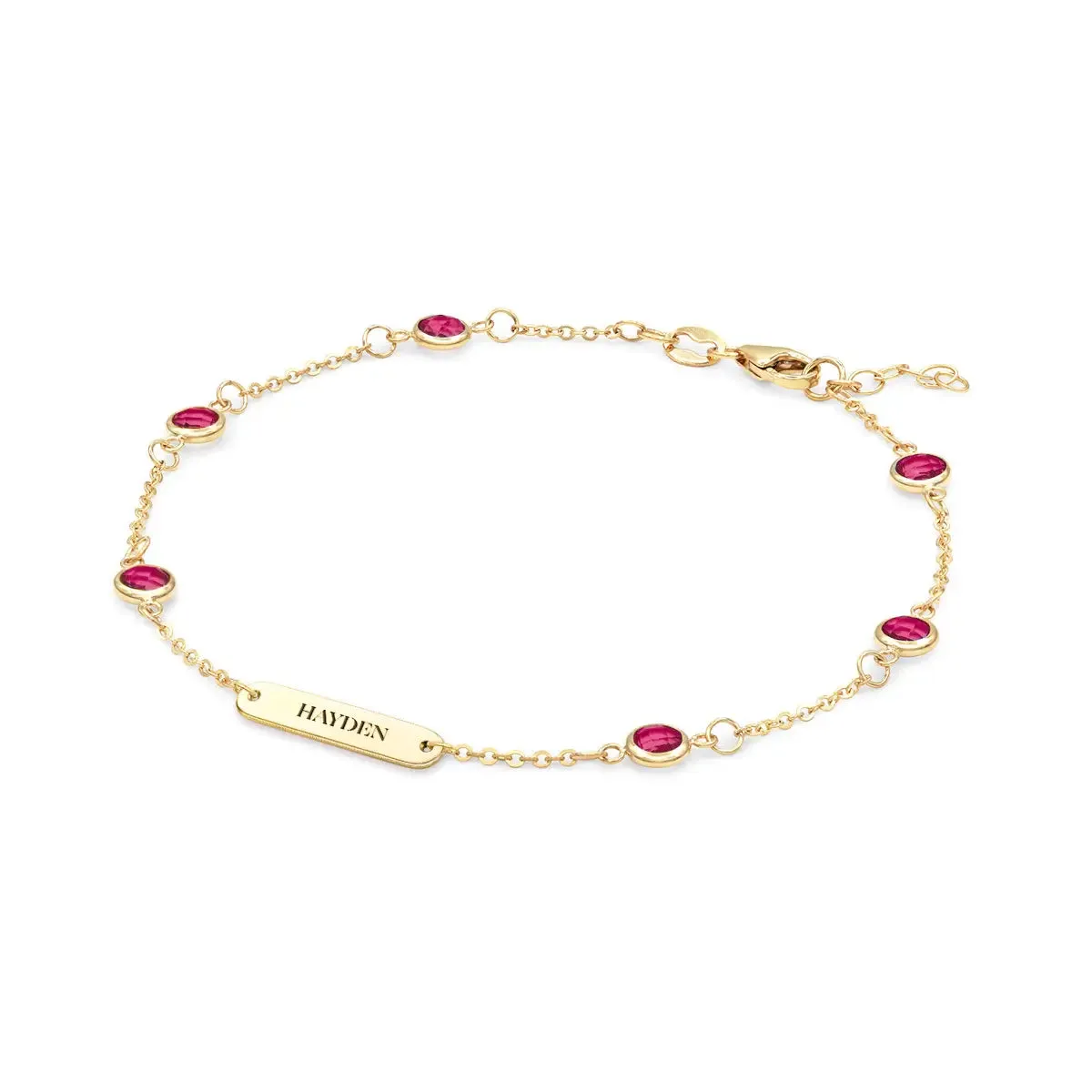 1 Nameplate & 6 Petite Ruby Bracelet in 14k Gold (July) sold by Haverhill product image thumbnail 4