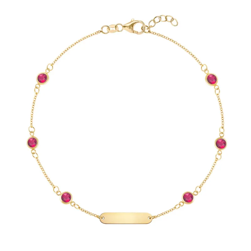 1 Nameplate & 6 Petite Ruby Bracelet in 14k Gold (July) sold by Haverhill