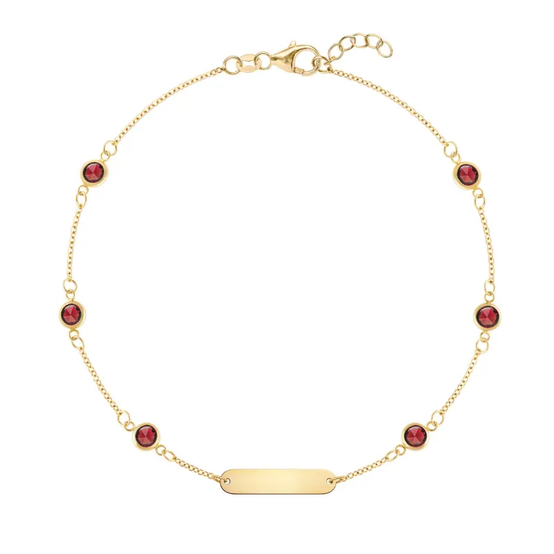1 Nameplate & 6 Petite Garnet Bracelet in 14k Gold (January) sold by Haverhill