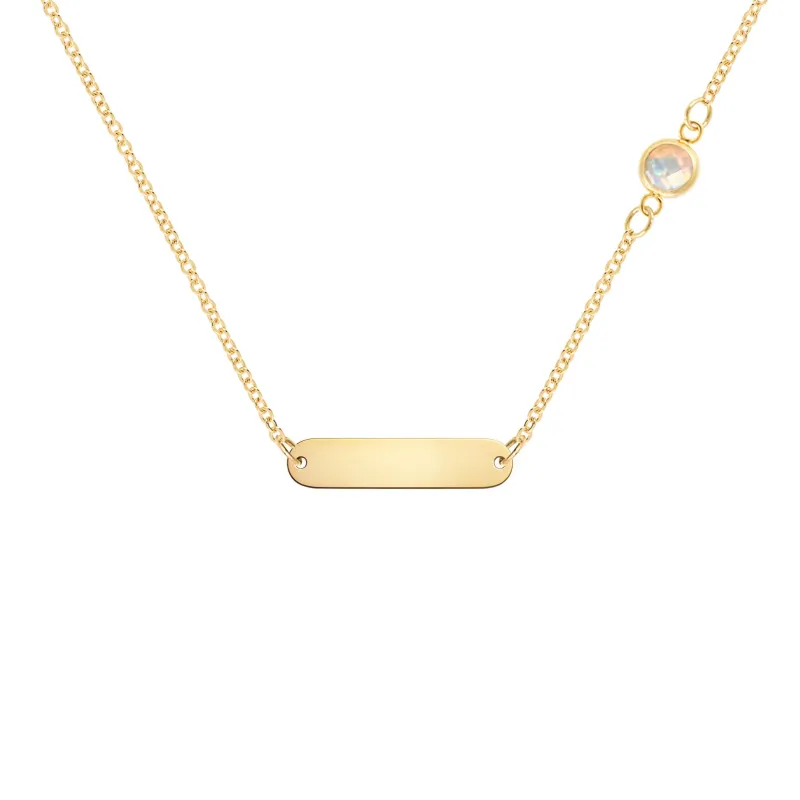 1 Nameplate & 1 Petite Opal Necklace in 14k Gold (October) sold by Haverhill