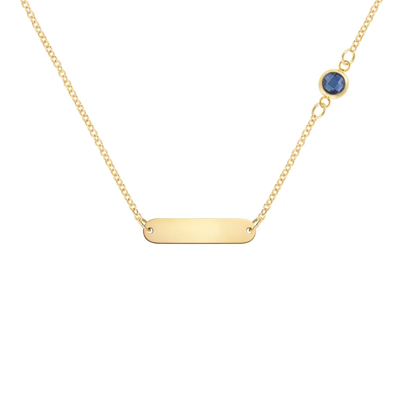 1 Nameplate & 1 Petite Sapphire Necklace in 14k Gold (September) sold by Haverhill