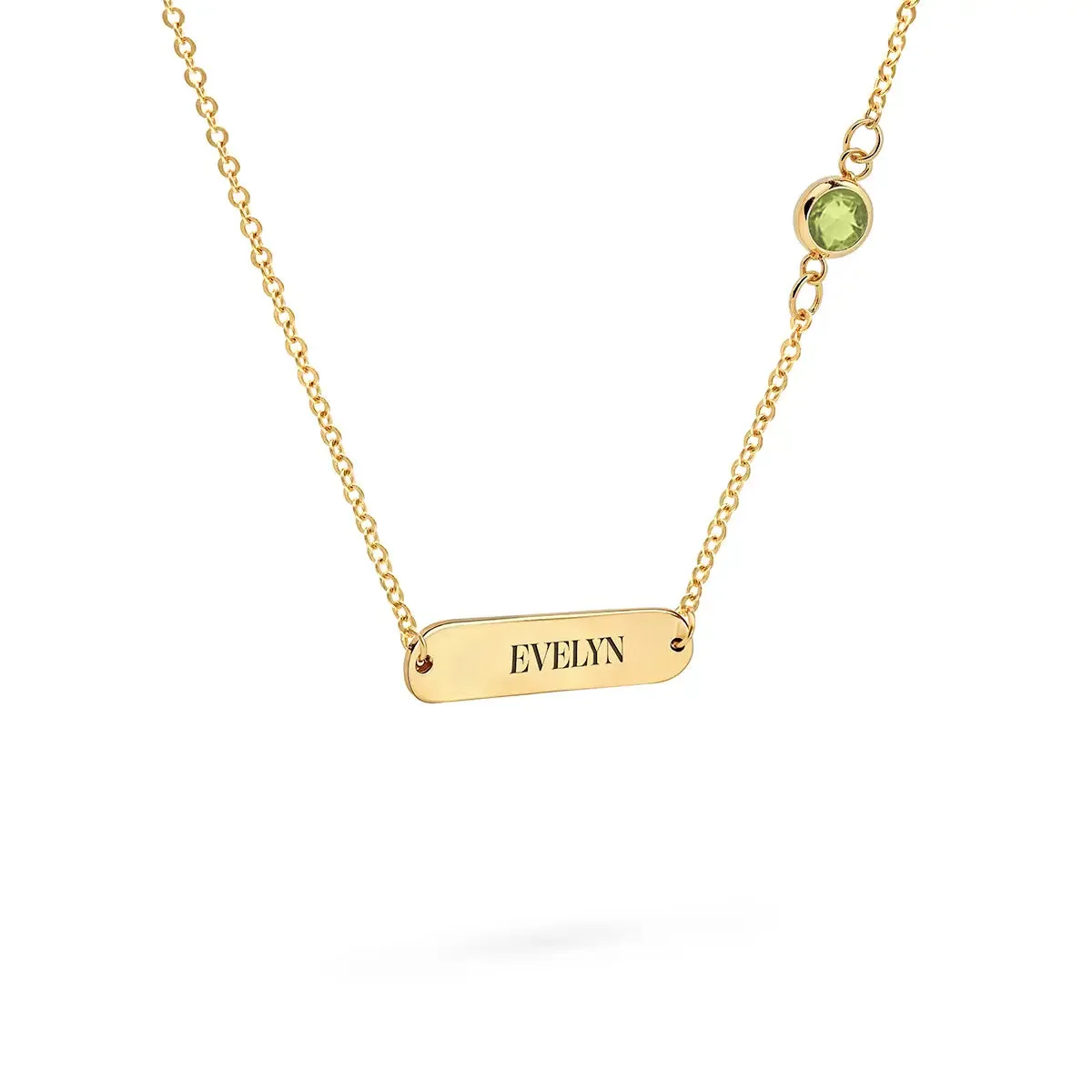 1 Nameplate & 1 Petite Peridot Necklace in 14k Gold (August) sold by Haverhill product image thumbnail 4