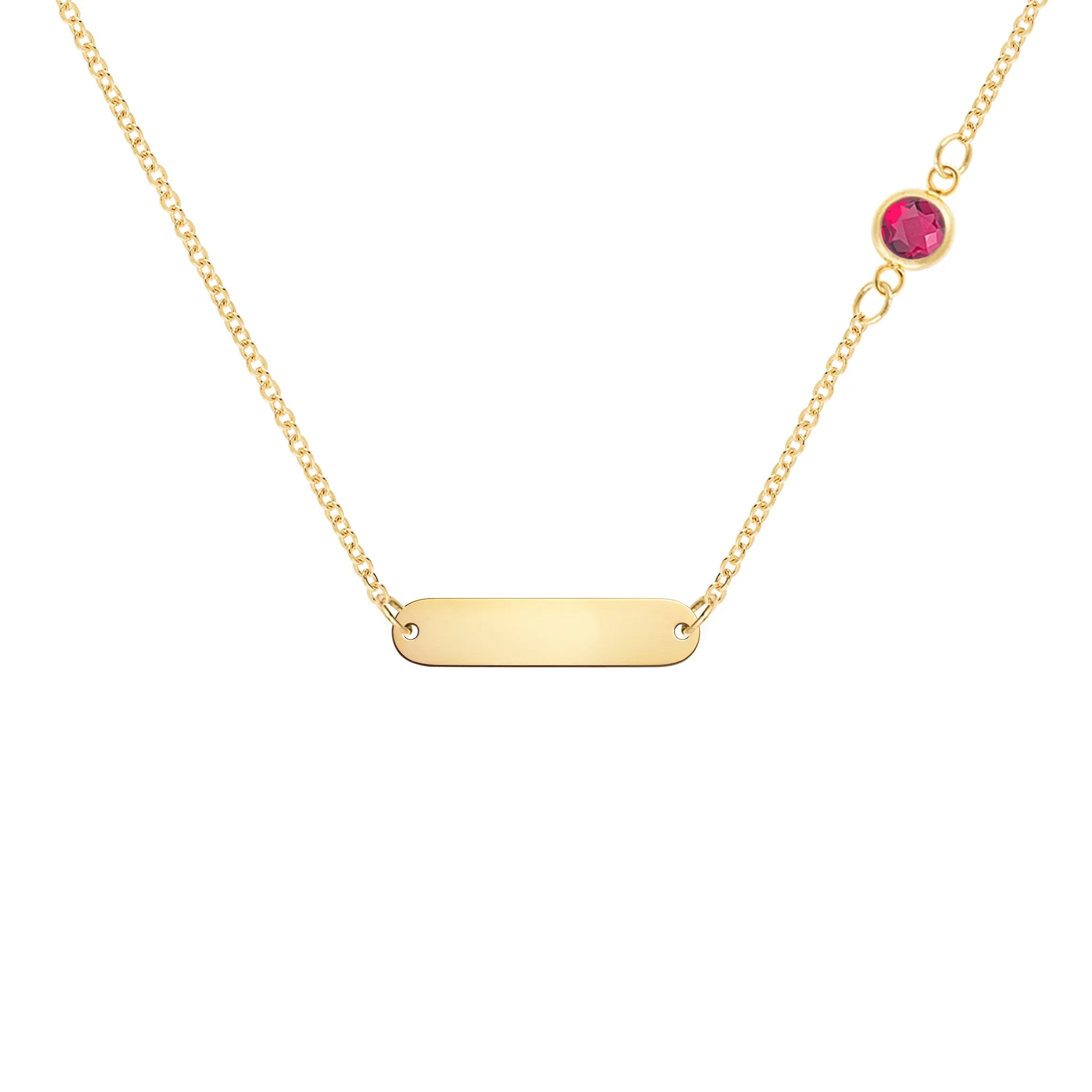 1 Nameplate & 1 Petite Ruby Necklace in 14k Gold (July) sold by Haverhill