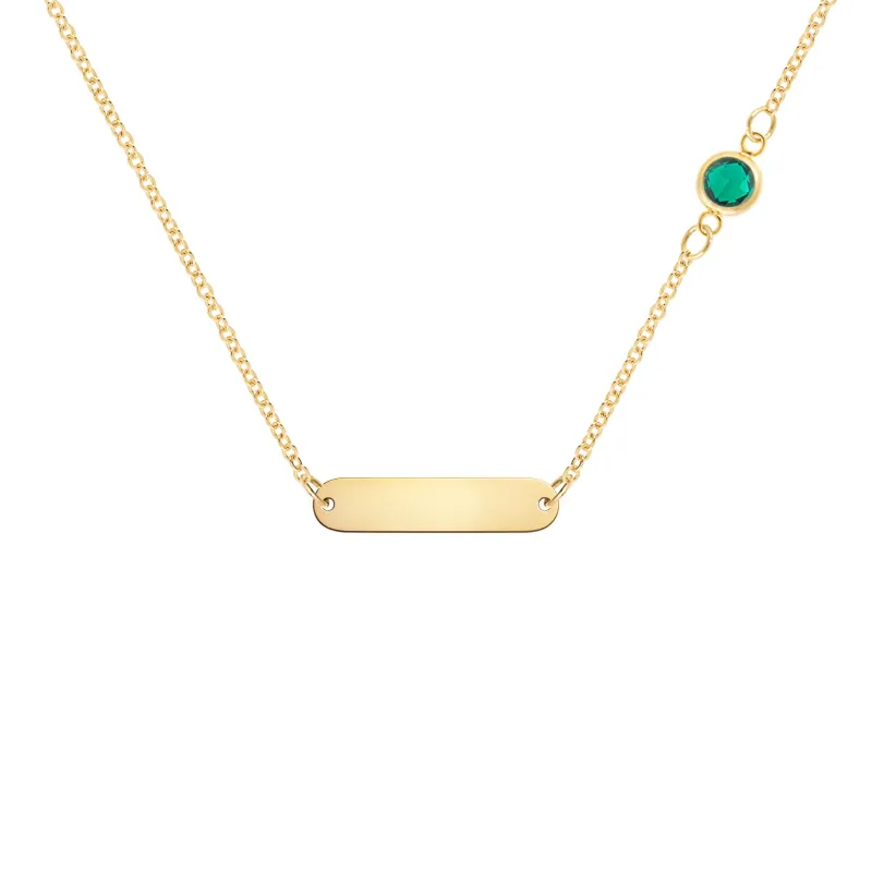 1 Nameplate & 1 Petite Emerald Necklace in 14k Gold (May) sold by Haverhill