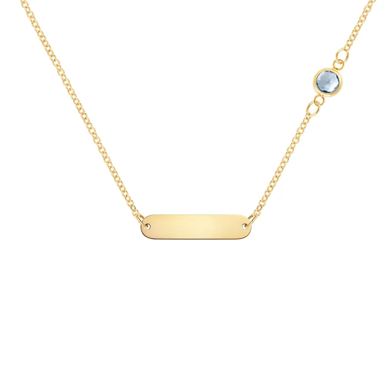 1 Nameplate & 1 Petite Aquamarine Necklace in 14k Gold (March) sold by Haverhill