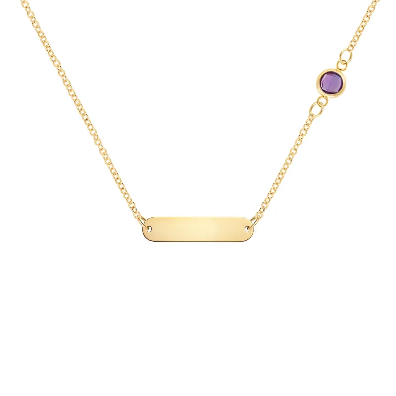 1 Nameplate & 1 Petite Amethyst Necklace in 14k Gold (February) sold by Haverhill