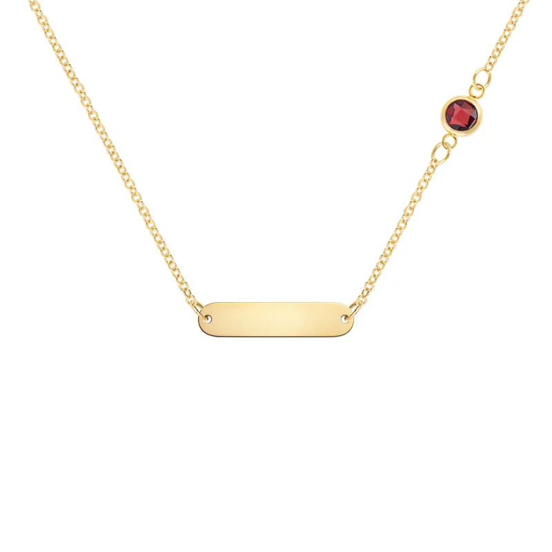 1 Nameplate & 1 Petite Garnet Necklace in 14k Gold (January) sold by Haverhill