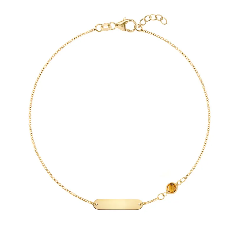 1 Nameplate & 1 Petite Citrine Bracelet in 14k Gold (November) sold by Haverhill
