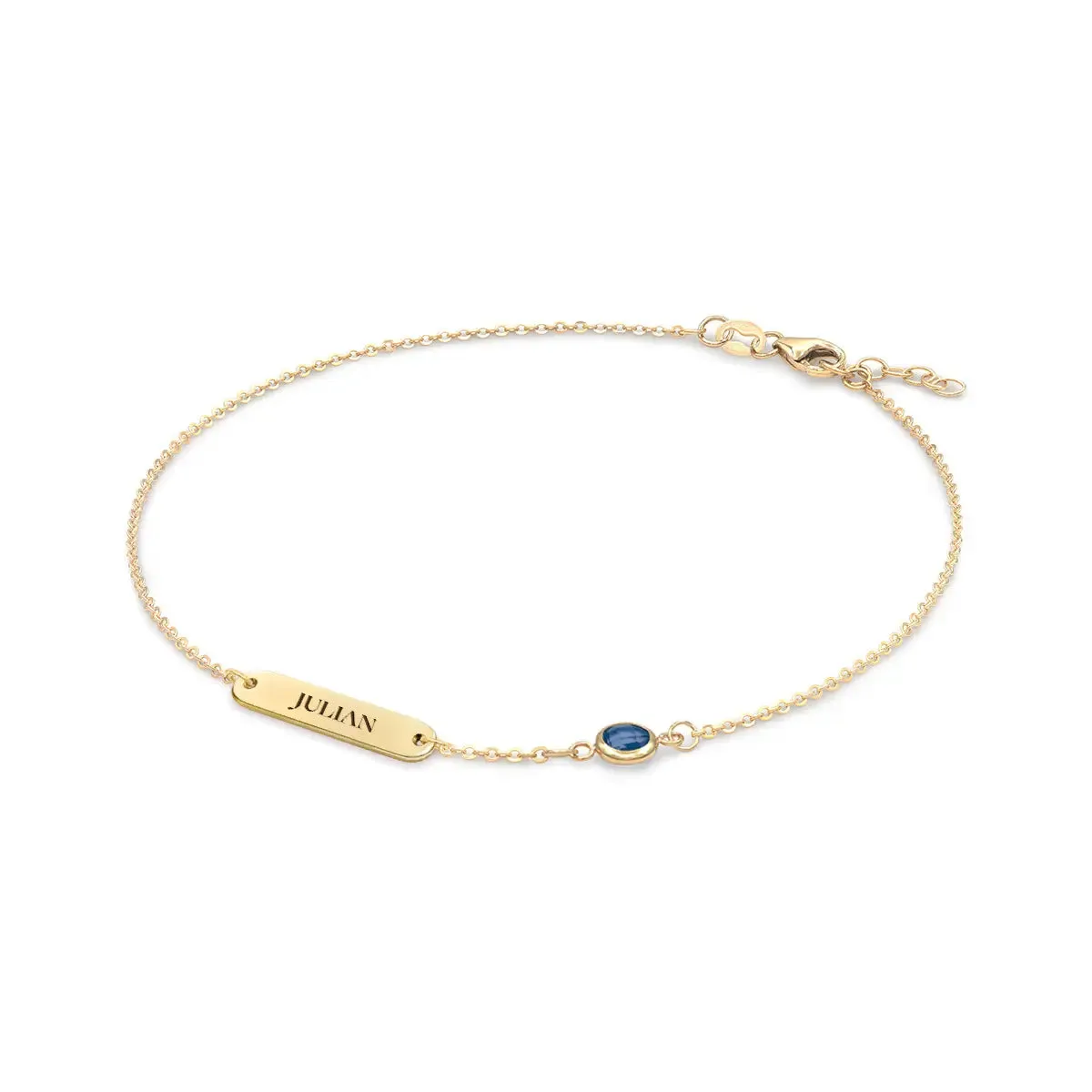 1 Nameplate & 1 Petite Sapphire Bracelet in 14k Gold (September) sold by Haverhill product image thumbnail 4