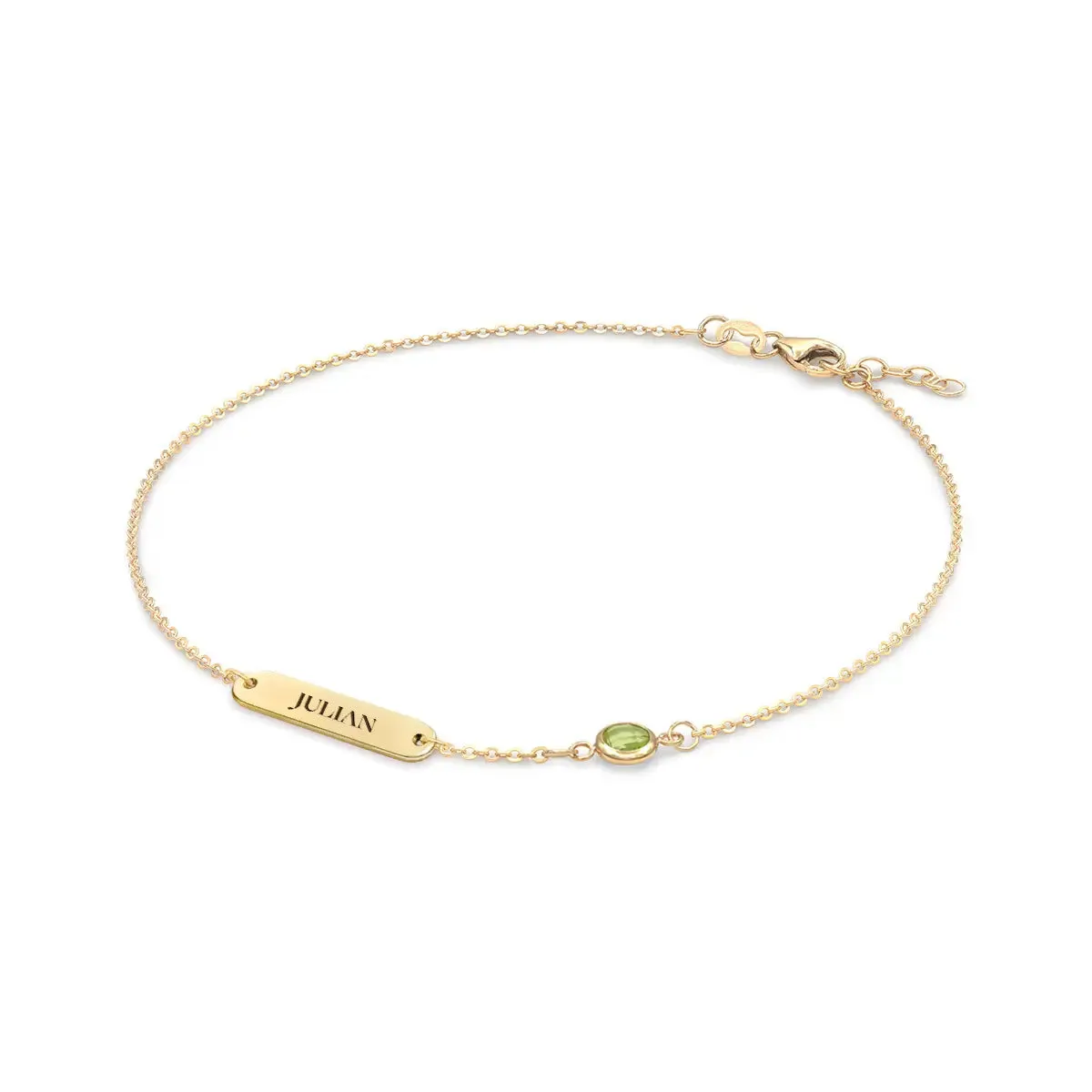 1 Nameplate & 1 Petite Peridot Bracelet in 14k Gold (August) sold by Haverhill product image thumbnail 4