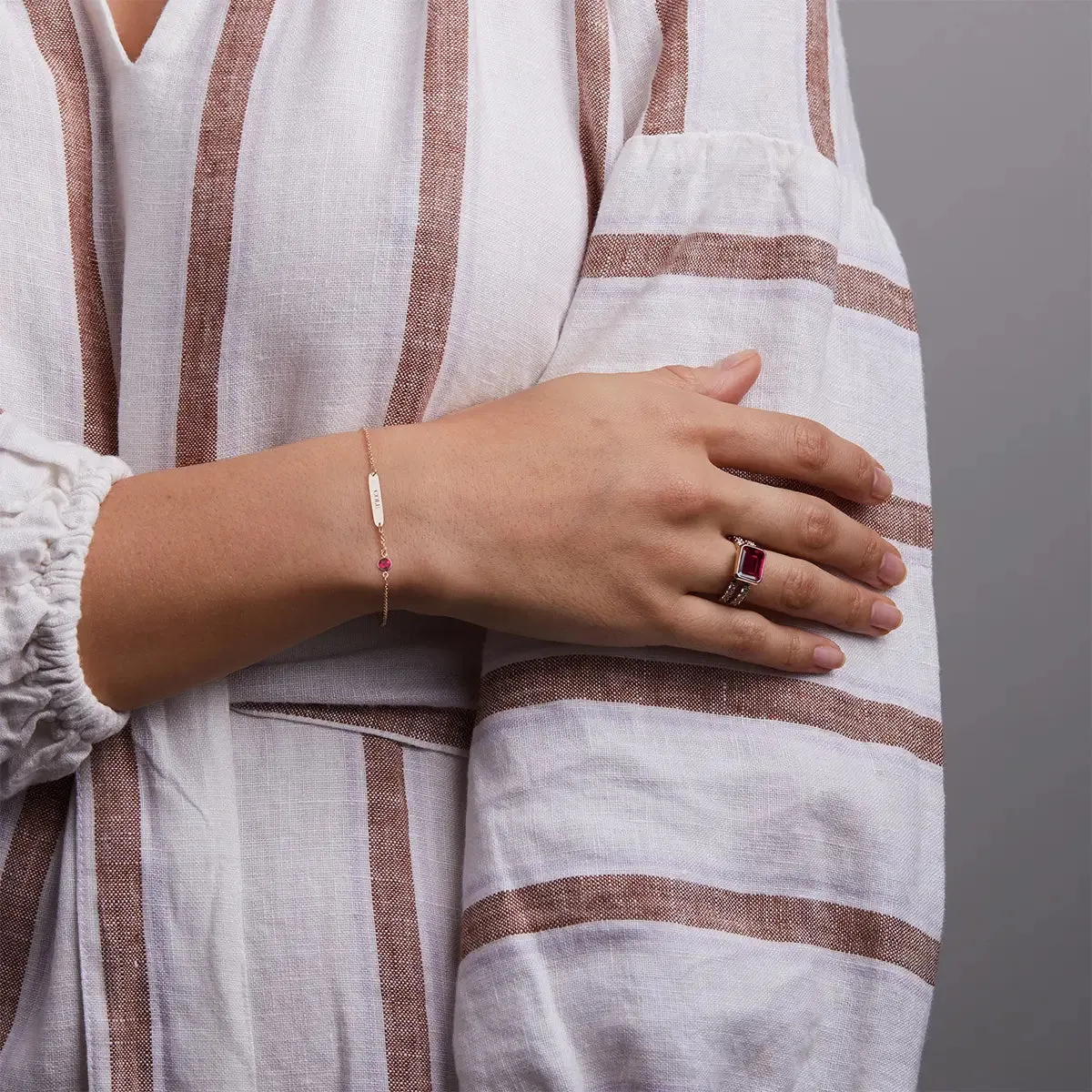 1 Nameplate & 1 Petite Ruby Bracelet in 14k Gold (July) sold by Haverhill product image thumbnail 2