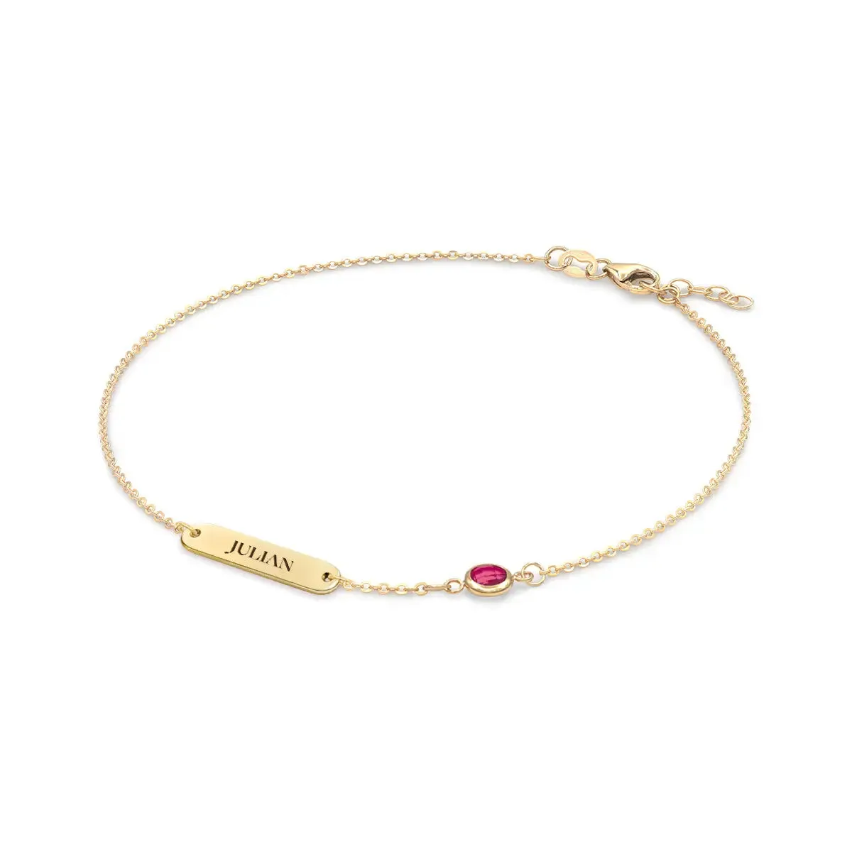 1 Nameplate & 1 Petite Ruby Bracelet in 14k Gold (July) sold by Haverhill product image thumbnail 4
