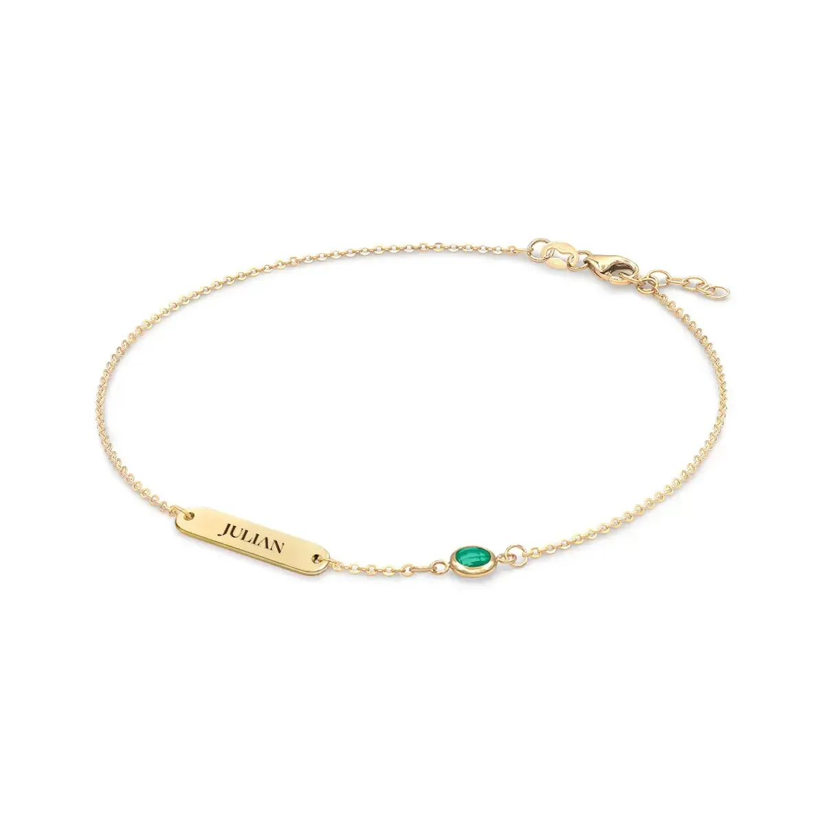 1 Nameplate & 1 Petite Emerald Bracelet in 14k Gold (May) sold by Haverhill product image thumbnail 4