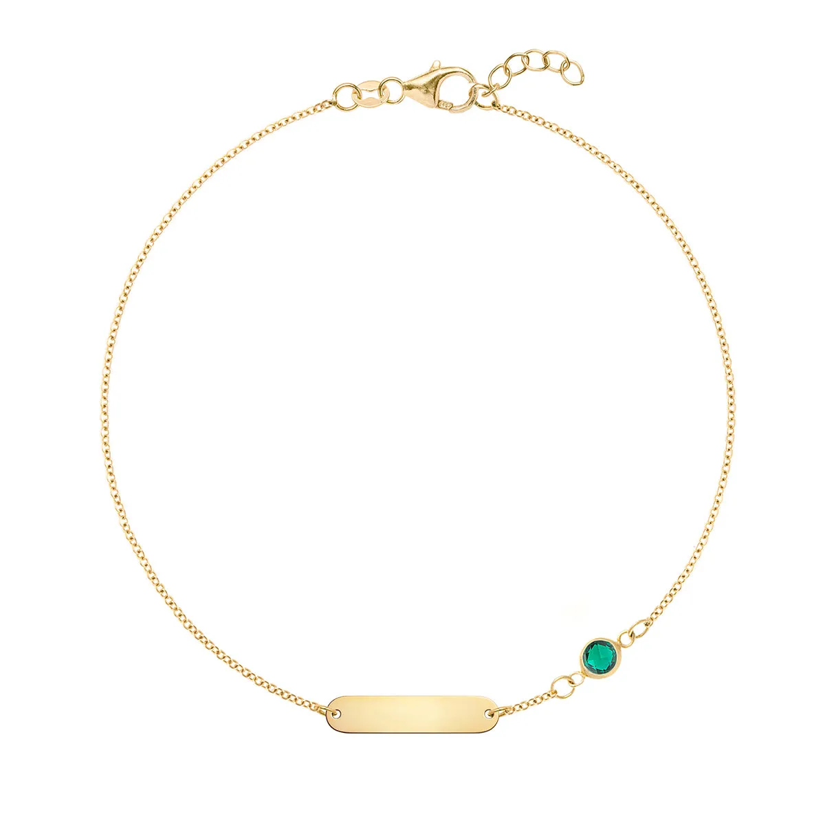 1 Nameplate & 1 Petite Emerald Bracelet in 14k Gold (May) sold by Haverhill