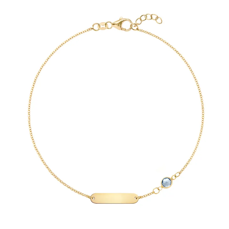 1 Nameplate & 1 Petite Aquamarine Bracelet in 14k Gold (March) sold by Haverhill