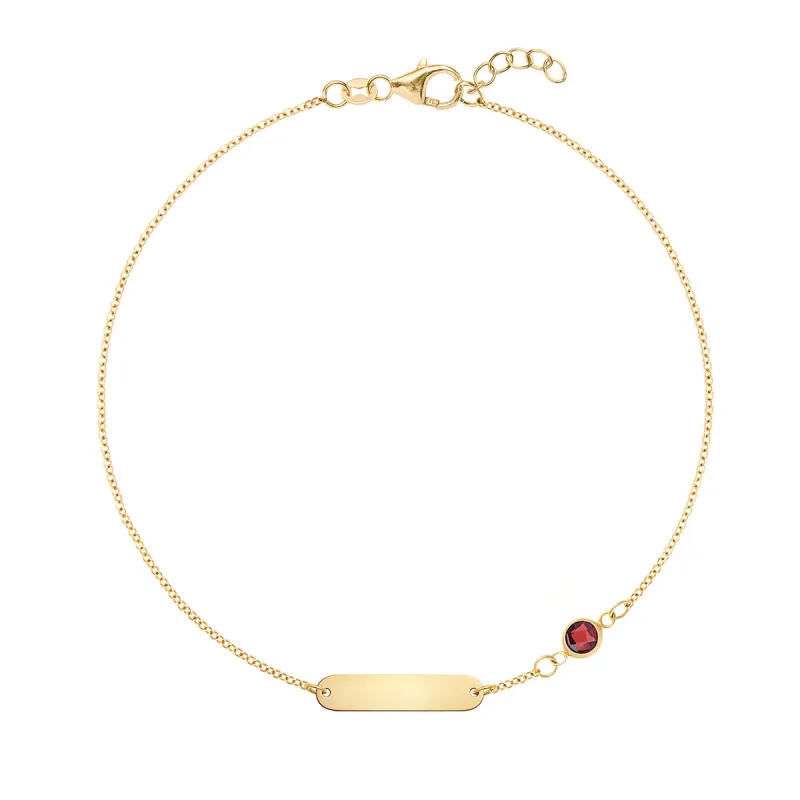 1 Nameplate & 1 Petite Garnet Bracelet in 14k Gold (January) sold by Haverhill