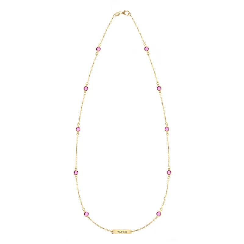 Pink Awareness WARRIOR & 10 Petite Pink Sapphire Necklace in 14k Gold sold by Haverhill