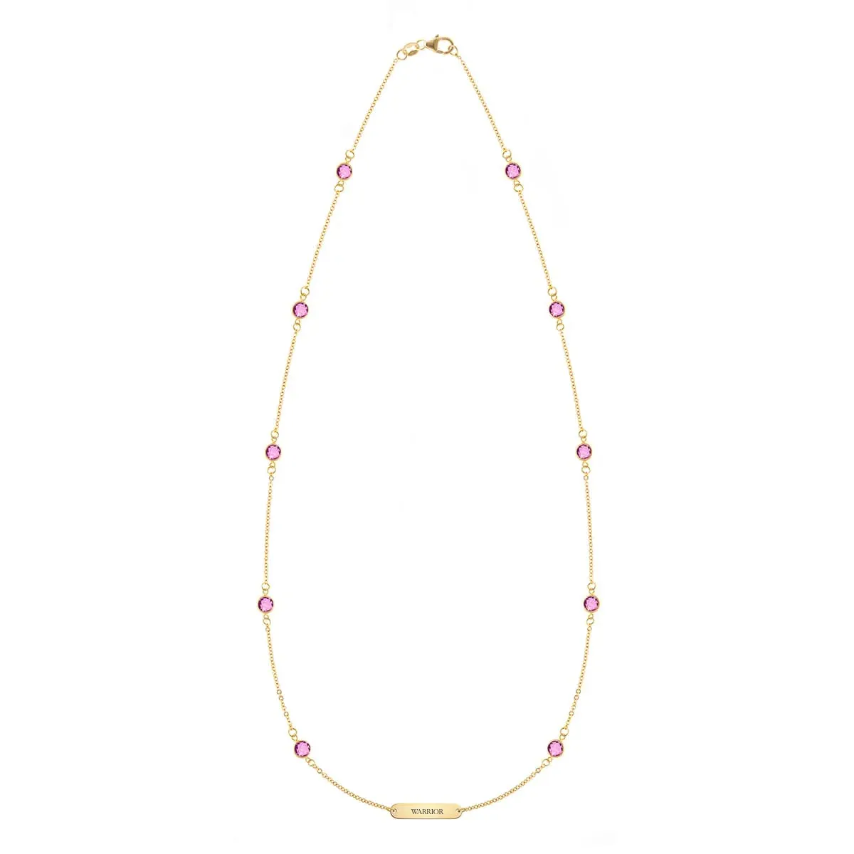 Pink Awareness WARRIOR & 10 Petite Pink Sapphire Necklace in 14k Gold sold by Haverhill