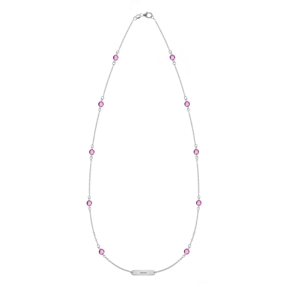 Pink Awareness HOPE & 10 Petite Pink Sapphire Necklace in 14k Gold sold by Haverhill product image thumbnail 5