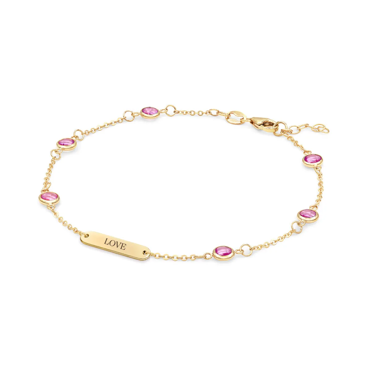 Pink Awareness LOVE & 6 Petite Pink Sapphire Bracelet sold by Haverhill product image thumbnail 4