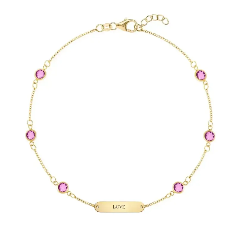 Pink Awareness LOVE & 6 Petite Pink Sapphire Bracelet sold by Haverhill