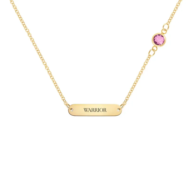 Pink Awareness WARRIOR & 1 Petite Pink Sapphire Necklace in 14k Gold sold by Haverhill