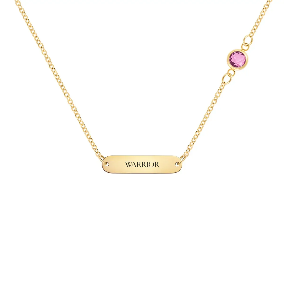 Pink Awareness WARRIOR & 1 Petite Pink Sapphire Necklace in 14k Gold sold by Haverhill