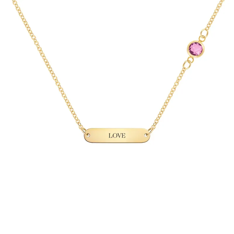 Pink Awareness LOVE & 1 Petite Pink Sapphire Necklace in 14k Gold sold by Haverhill