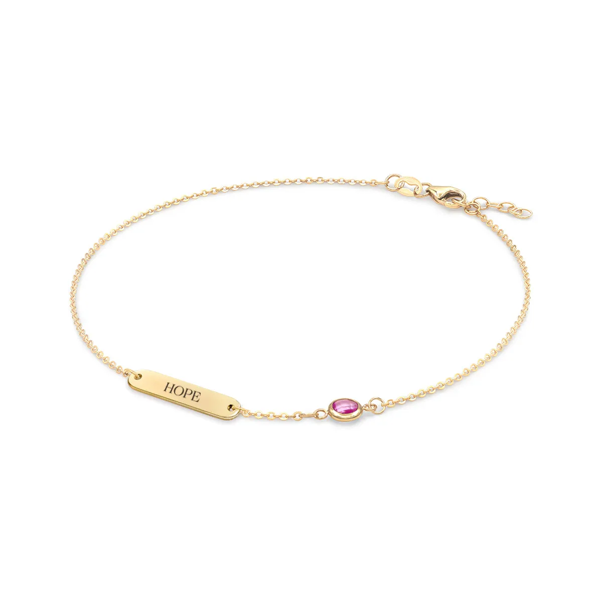 Pink Awareness HOPE & 1 Petite Pink Sapphire Bracelet in 14k Gold sold by Haverhill product image thumbnail 4