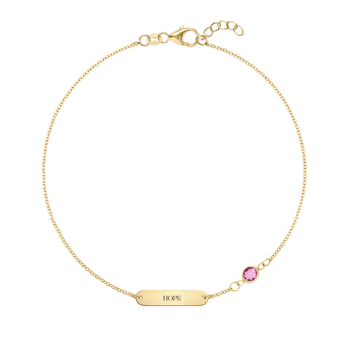 Pink Awareness HOPE & 1 Petite Pink Sapphire Bracelet in 14k Gold sold by Haverhill