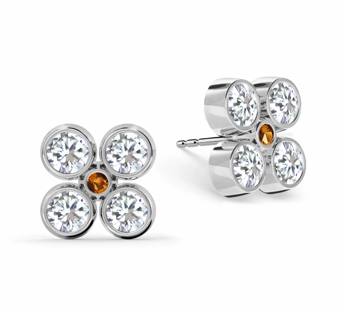 Barrington Quatrefoil Diamond & Citrine Earrings in 14k Gold (November) sold by Haverhill product image thumbnail 5