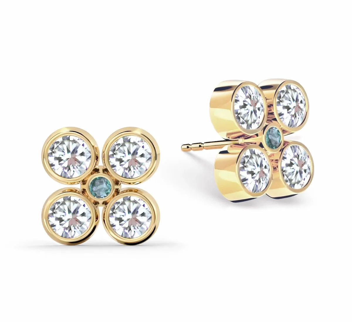 Barrington Quatrefoil Diamond & Alexandrite Earrings in 14k Gold (June) sold by Haverhill
