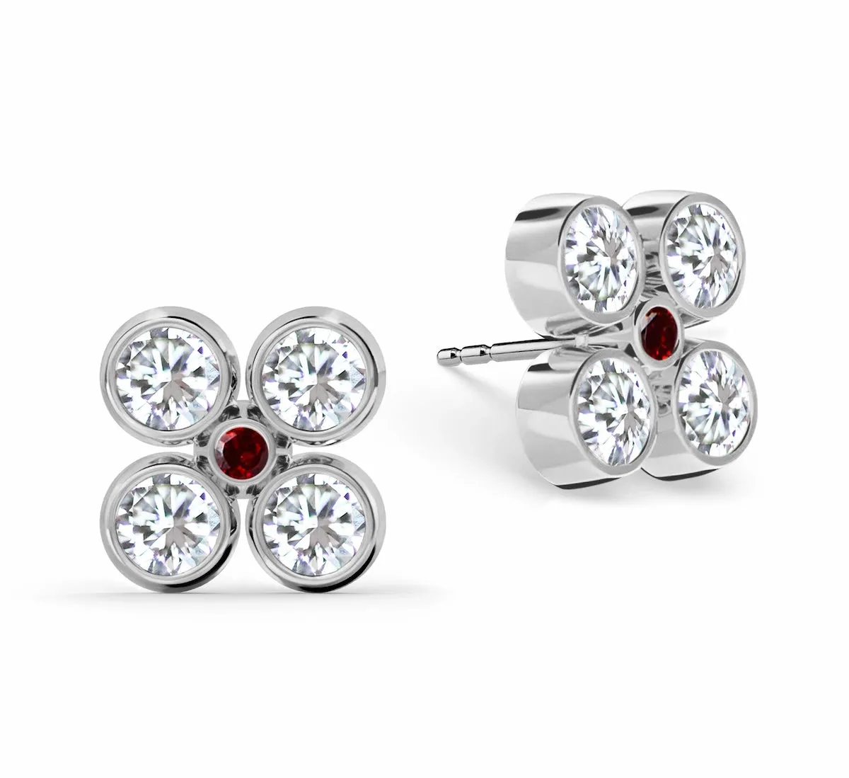 Barrington Quatrefoil Diamond & Garnet Earrings in 14k Gold (January) sold by Haverhill product image thumbnail 5