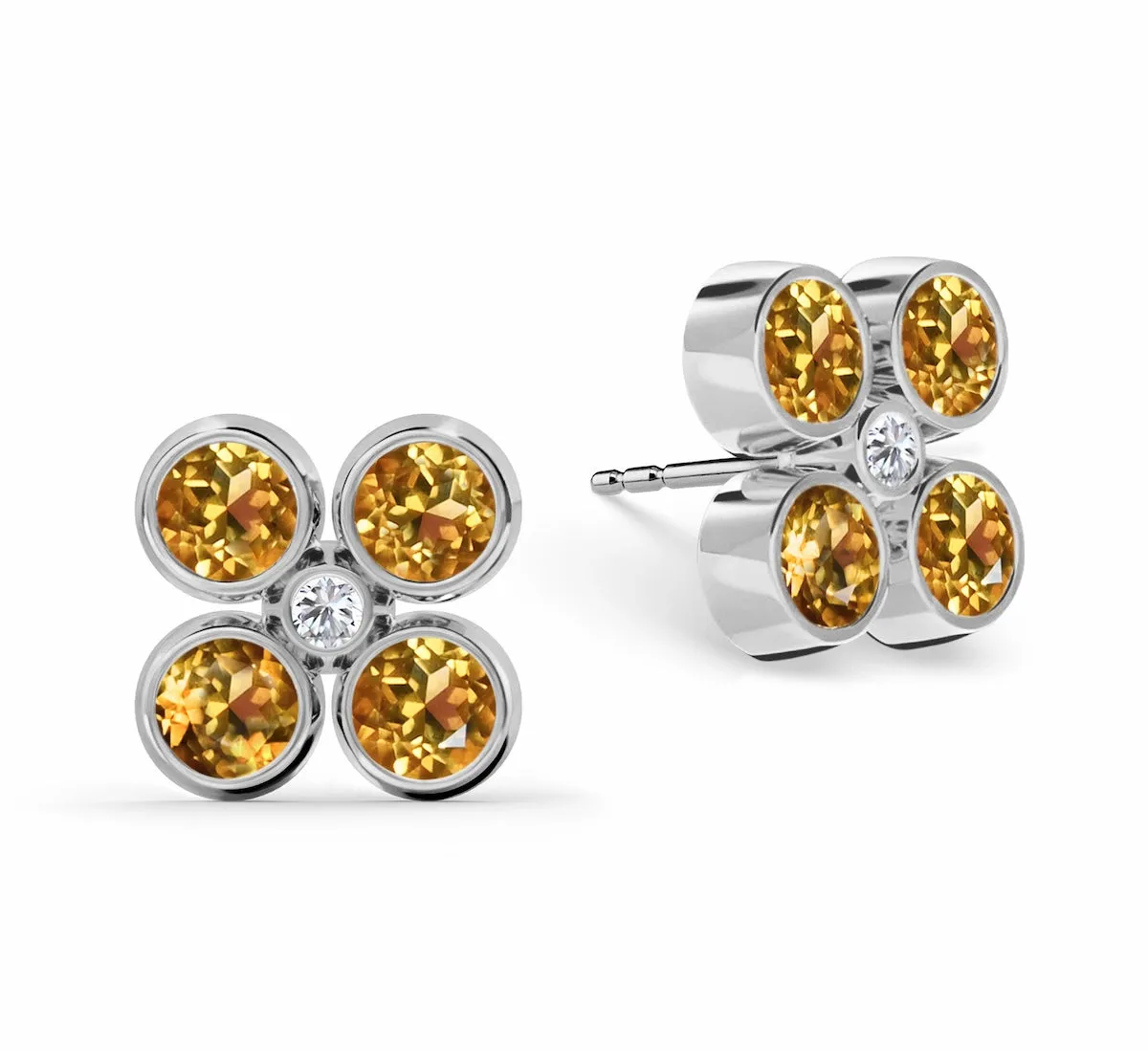 Barrington Quatrefoil Citrine & Diamond Earrings in 14k Gold (November) sold by Haverhill product image thumbnail 5