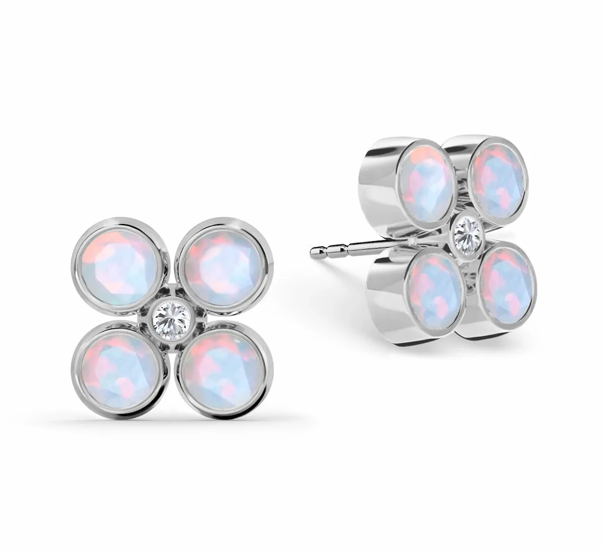 Barrington Quatrefoil Opal & Diamond Earrings in 14k Gold (October) sold by Haverhill product image thumbnail 5