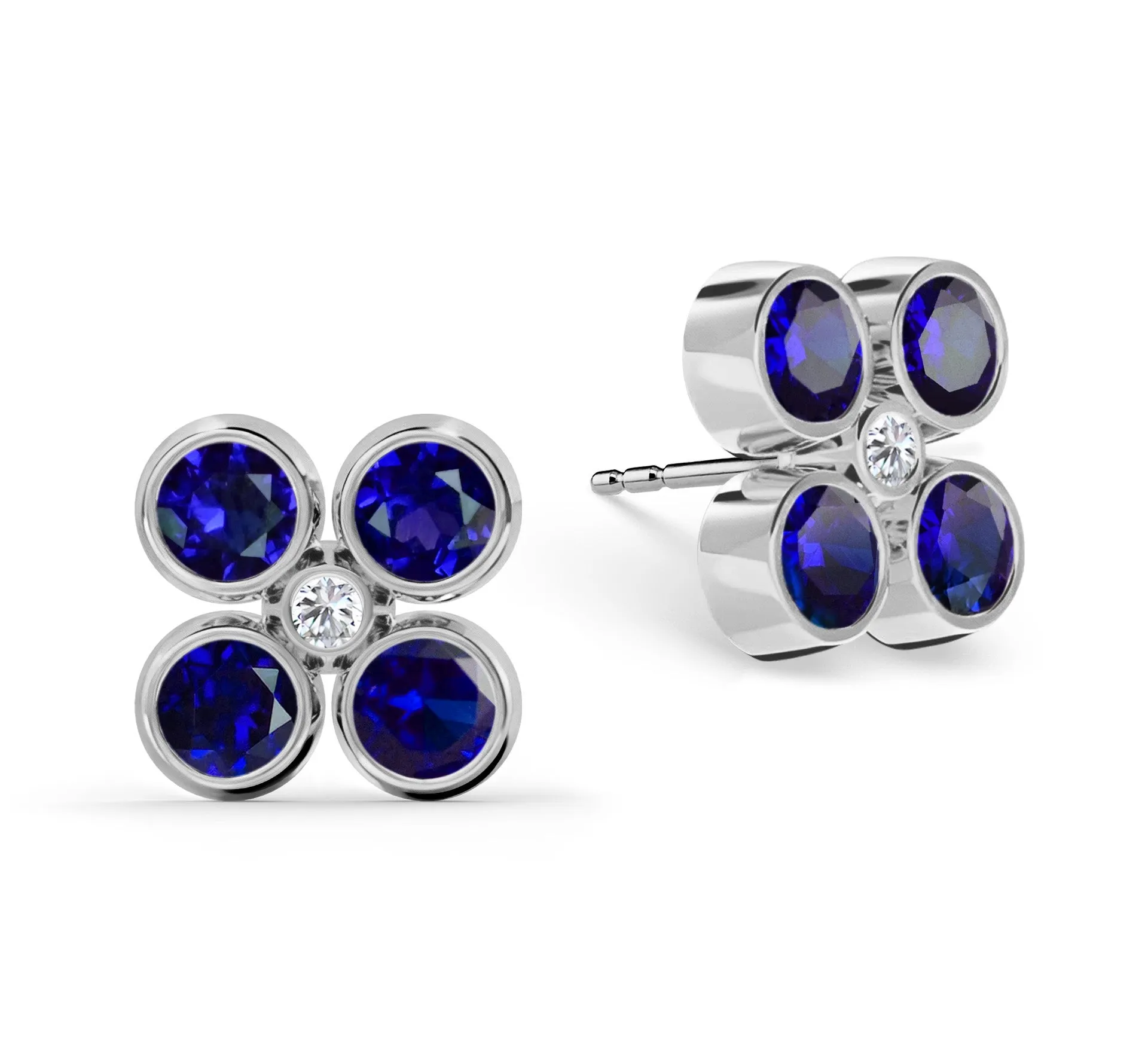 Barrington Quatrefoil Sapphire & Diamond Earrings in 14k Gold (September) sold by Haverhill product image thumbnail 5