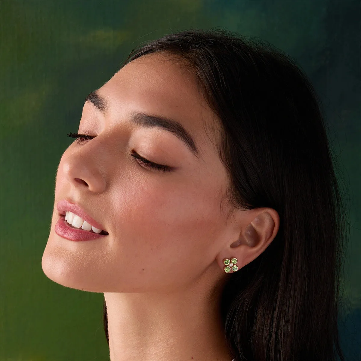 Barrington Quatrefoil Peridot & Diamond Earrings in 14k Gold (August) sold by Haverhill product image thumbnail 2