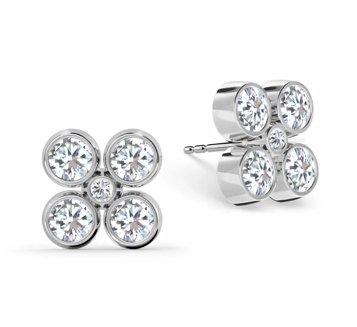 Barrington Quatrefoil Diamond Earrings in 14k Gold (April) sold by Haverhill product image thumbnail 5