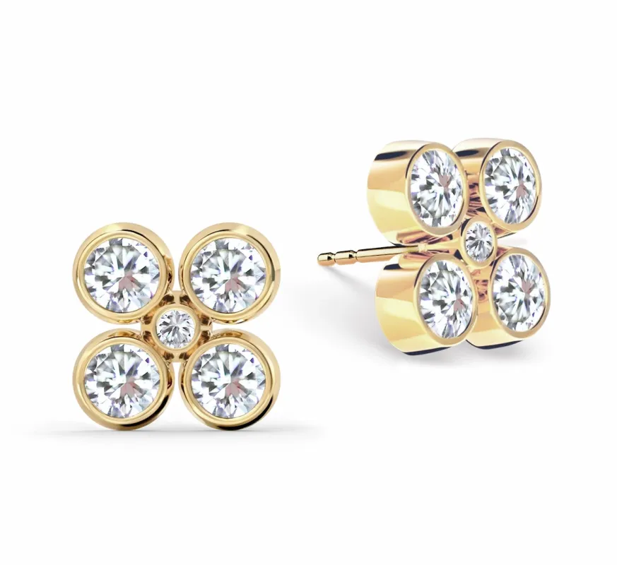 Barrington Quatrefoil Diamond Earrings in 14k Gold (April) sold by Haverhill